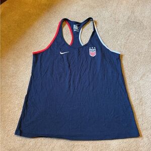 Nike Navy Tank Top with USA Logo and Red Trim